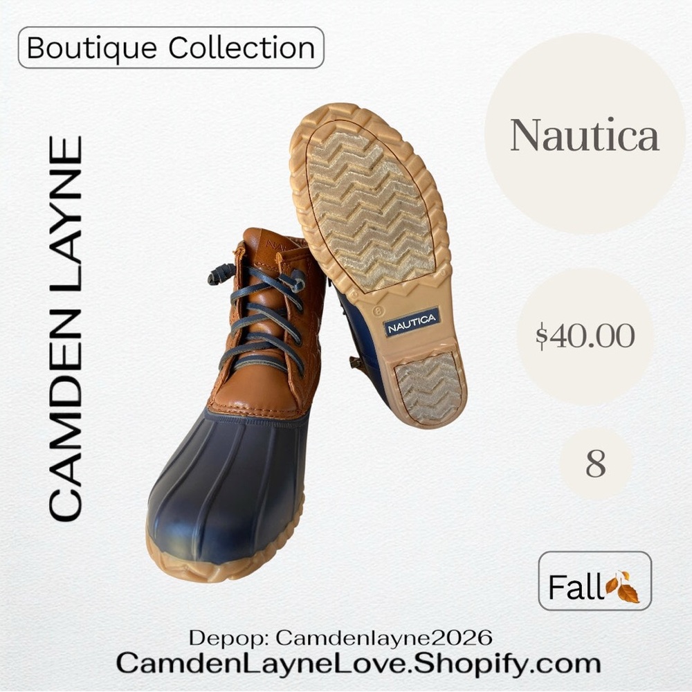 Nautica Tan and Blue Quilted Boots - Picture 6 of 6